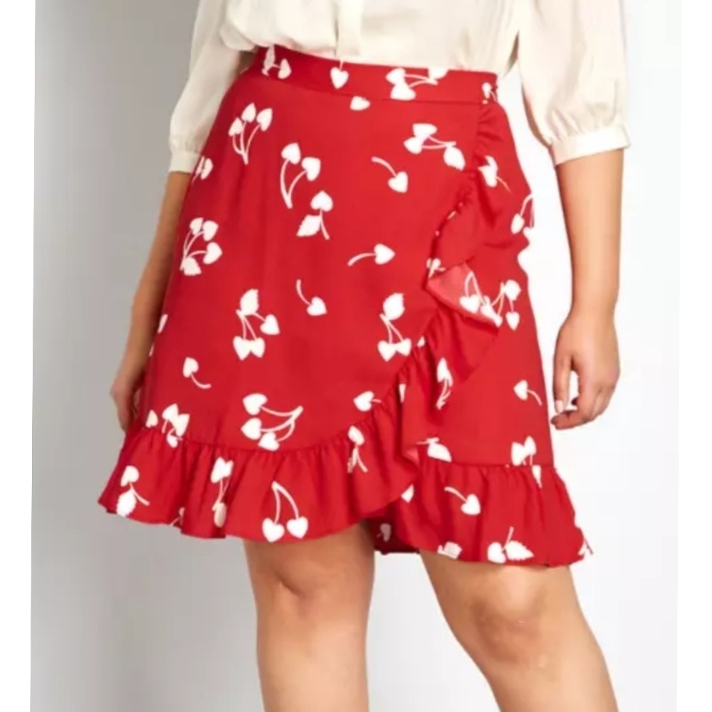 NEW ModCloth Retro Cherries Wrap Skirt